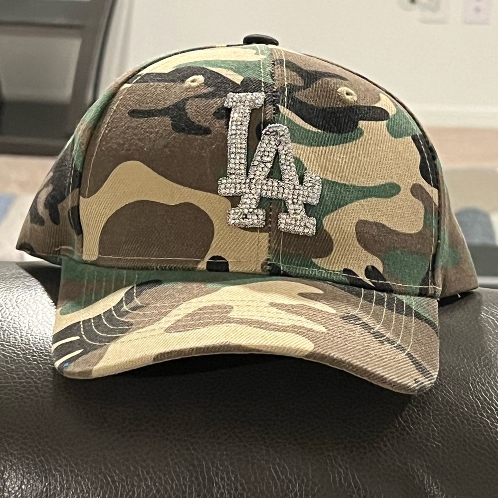LA Rhinestone Camouflage Kids Baseball Cap